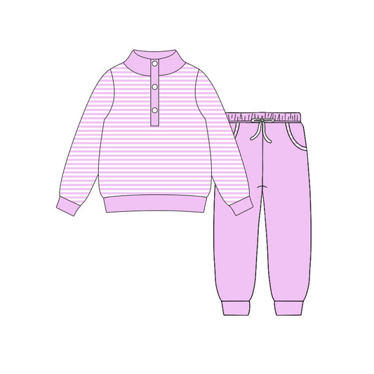 Dark pink stripes top matching pants baby girls outfit preorder