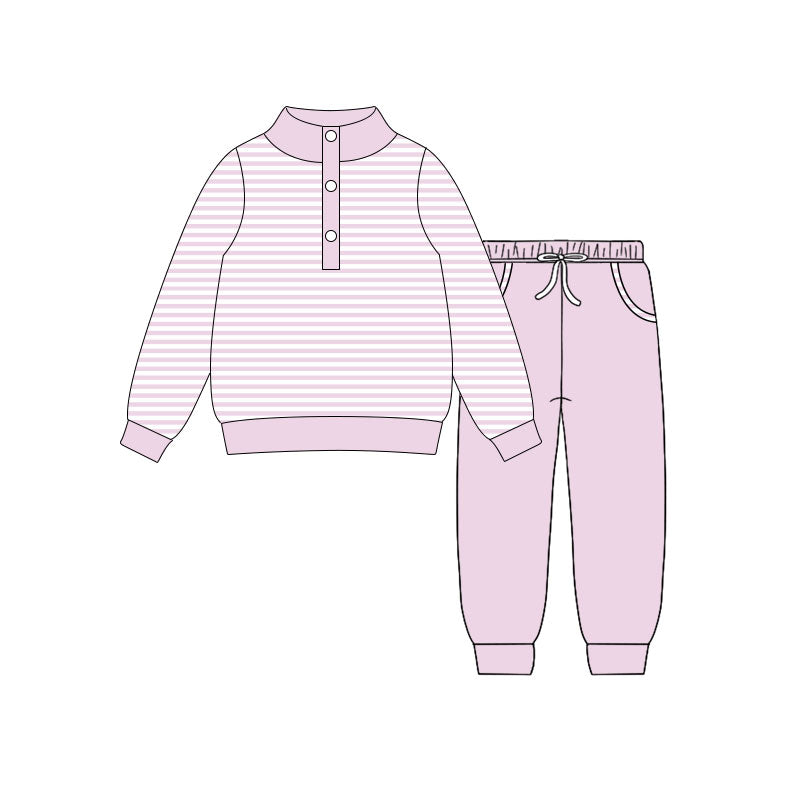 Pink stripes top matching pants baby girls outfit preorder