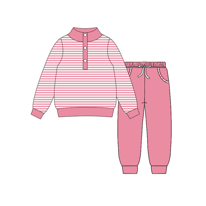 Hot pink stripes top matching pants baby girls outfit preorder