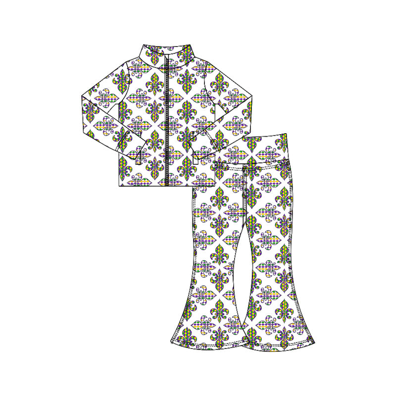 Mardi gras yoga pullover top matching pants girls outfit preorder