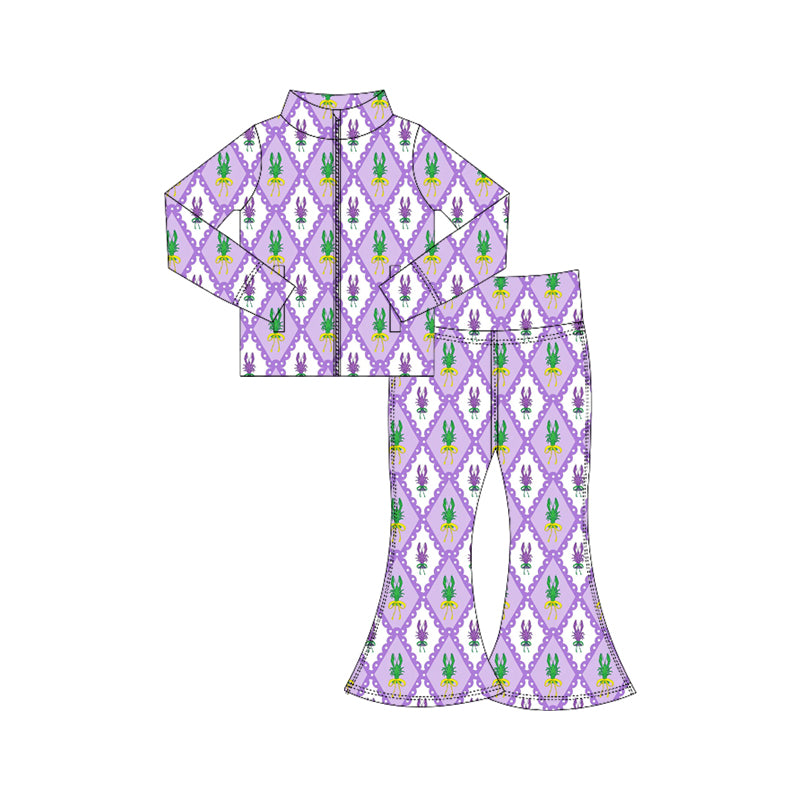 Mardi gras yoga pullover top matching pants girls outfit preorder