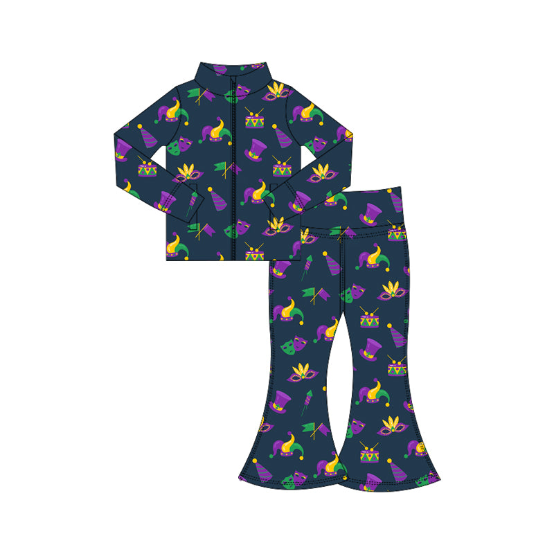 Mardi gras yoga pullover top matching pants girls outfit preorder