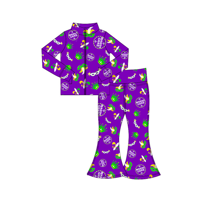 Mardi gras yoga pullover top matching pants girls outfit preorder