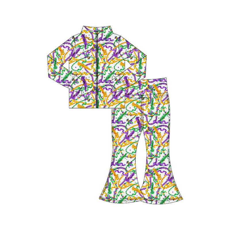 Mardi gras yoga pullover top matching pants girls outfit preorder