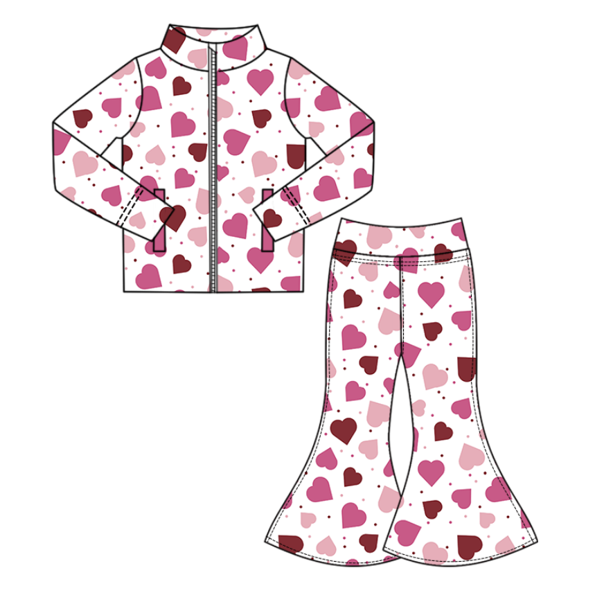 Valentines heart top matching pants girls yoga outfit preorder