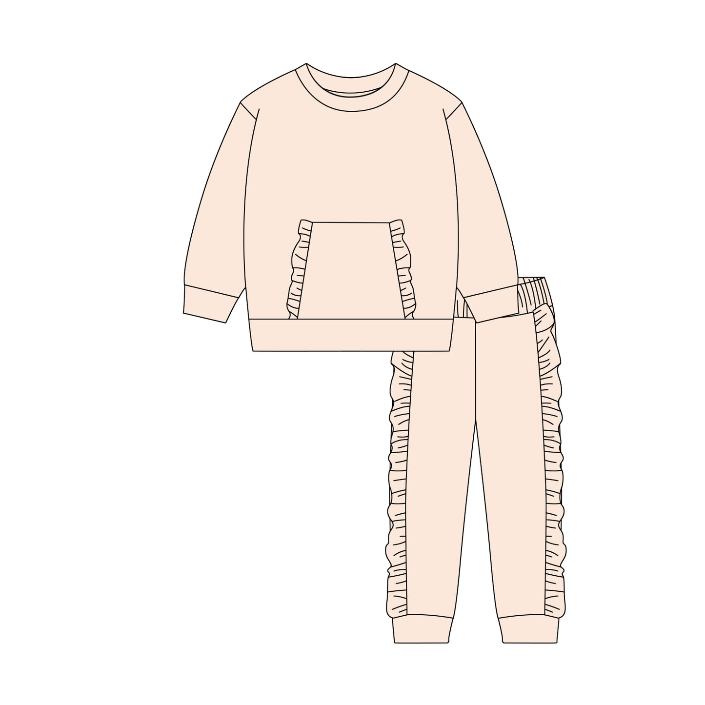 Girls light pink top matching pants spring fall cotton outfit preorder