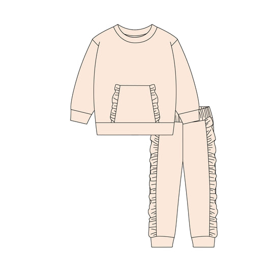 Girls light pink top matching pants spring fall cotton outfit preorder
