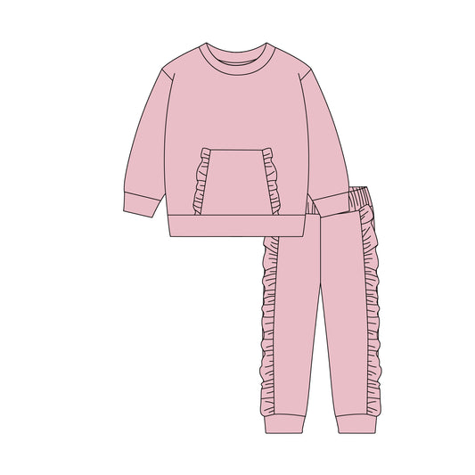 Girls pink top matching pants spring fall cotton outfit preorder