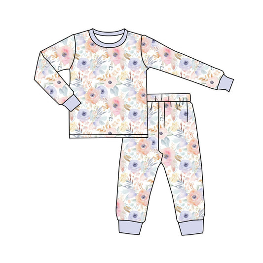 Girls lavender pink top matching pants spring fall cotton outfit preorder