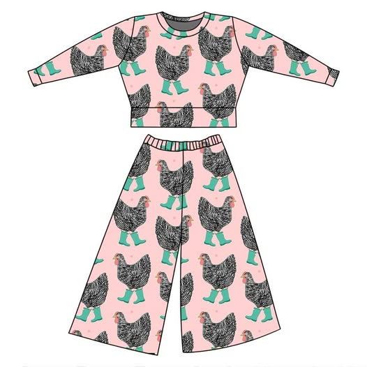 Girls chicken top matching pants baby girl outfit preorder