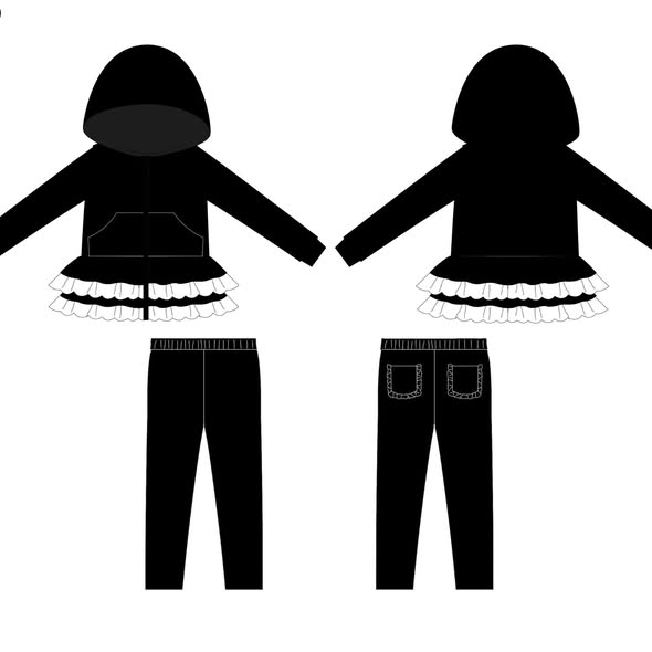 Black long sleeve top matching pants baby girl outfit preorder