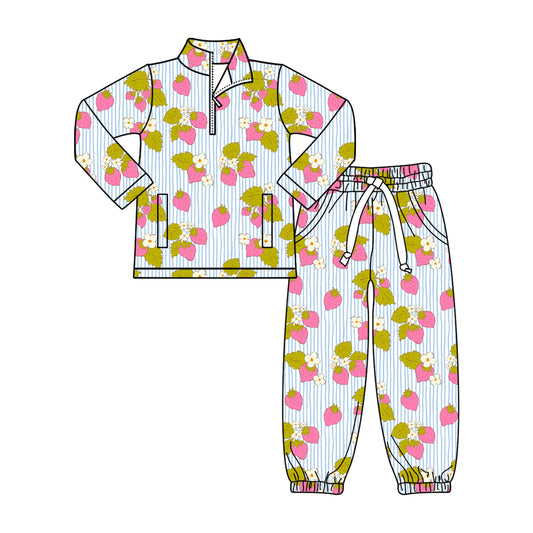 Flowers print long sleeve top matching pants baby girl outfit preorder