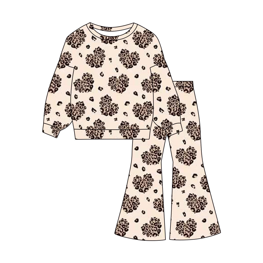 Valentine heart print long sleeve top matching pants baby girl outfit preorder