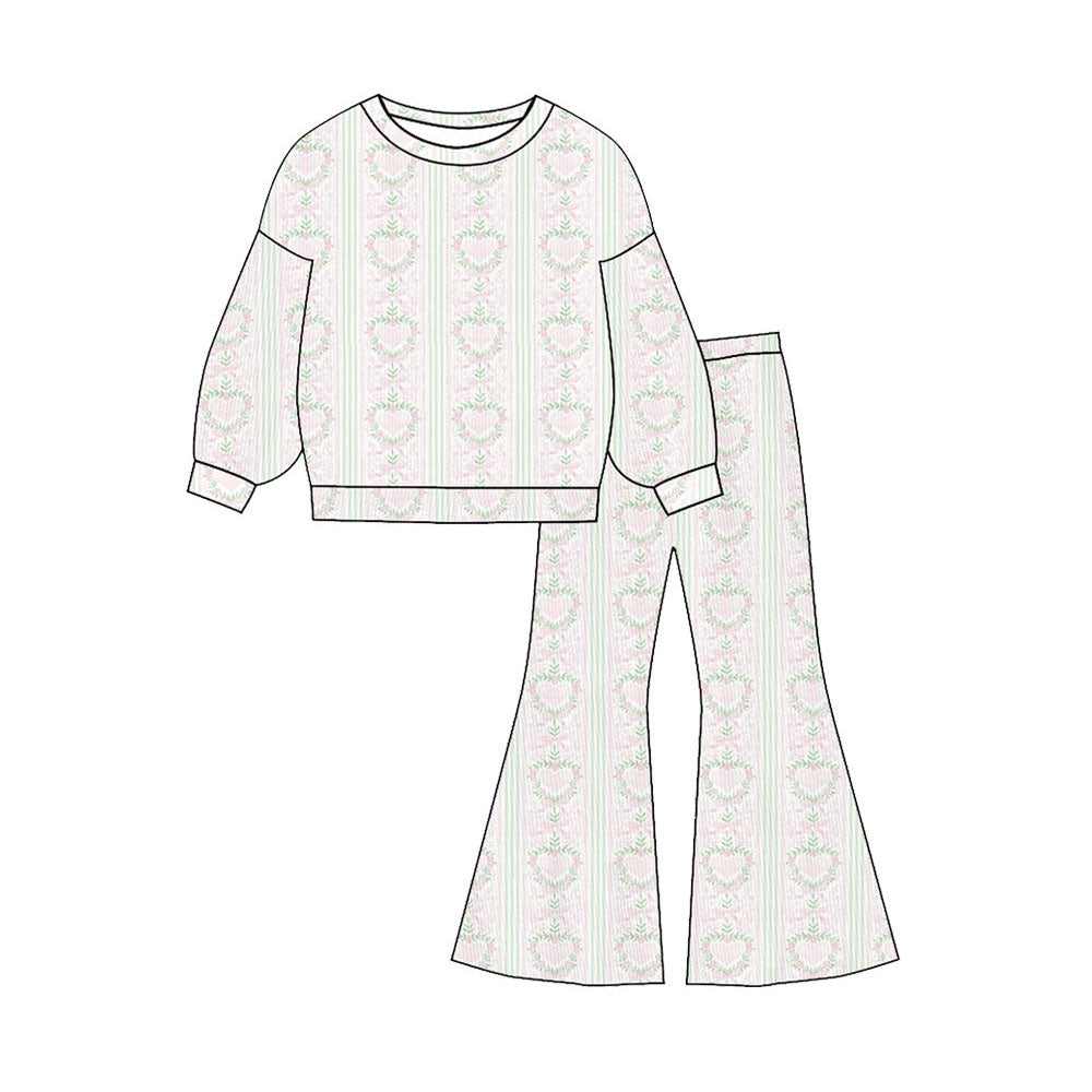 Valentines heart design kids girls long sleeve outfit preorder
