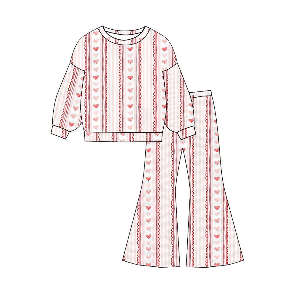 Valentines heart design kids girls long sleeve outfit preorder
