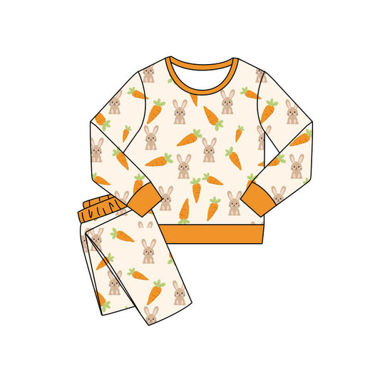 Easter bunny carrot design kids girls long sleeve outfit preorder
