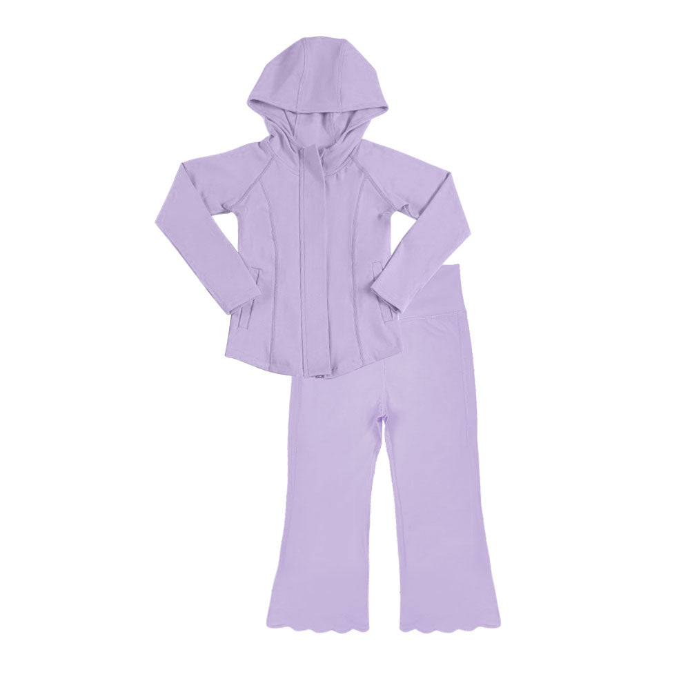 Lavender long sleeve hoodie top matching pants girls yoga outfit preorder
