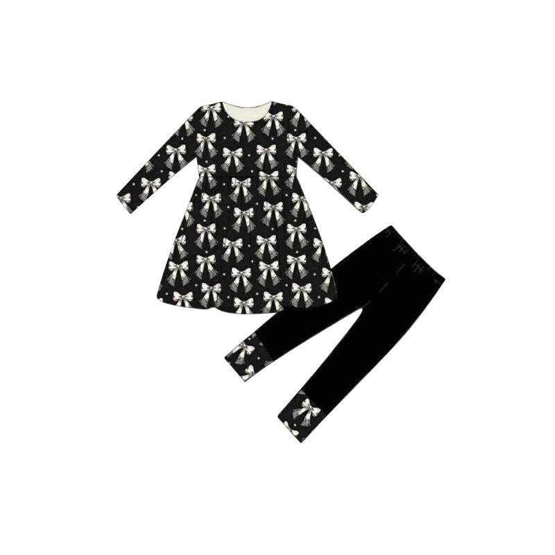 White bow design kids long sleeve outfit preorder