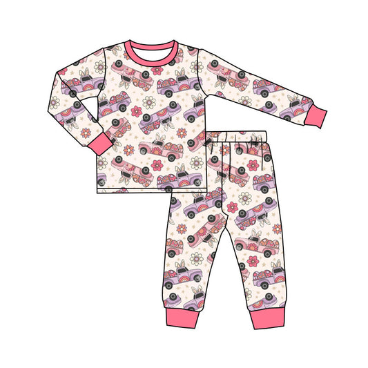 Easter egg trucks shirt matching pants design kids girls long sleeve outfit preorder