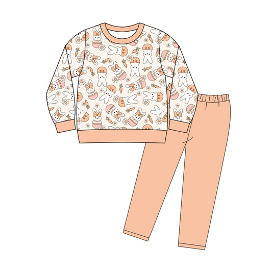 Easter bunny top matching pants kids long sleeve outfit preorder