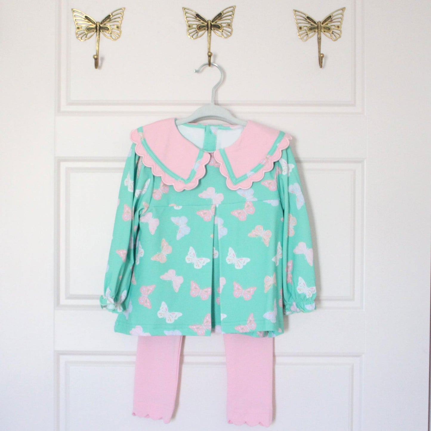 Butterfly top matching pants kids long sleeve outfit preorder