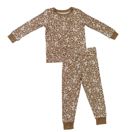Flowers print long sleeve top matching pants kids outfit preorder