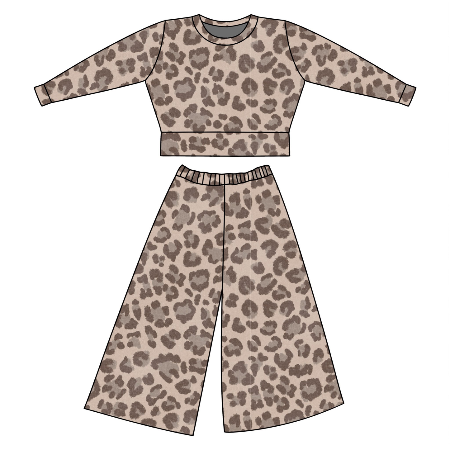 Leopard long sleeve top matching pants kids outfit preorder