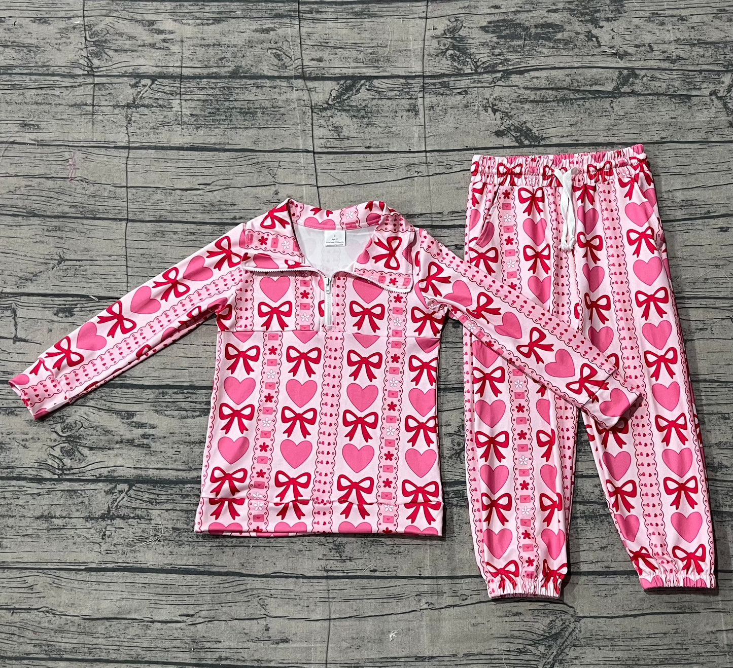 Valentines heart pullover top matching pants girls outfit preorder