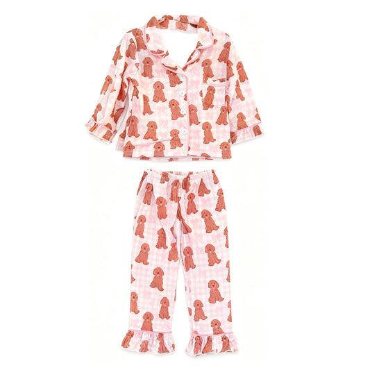 Cute dog top matching pants girls pajama set outfit preorder