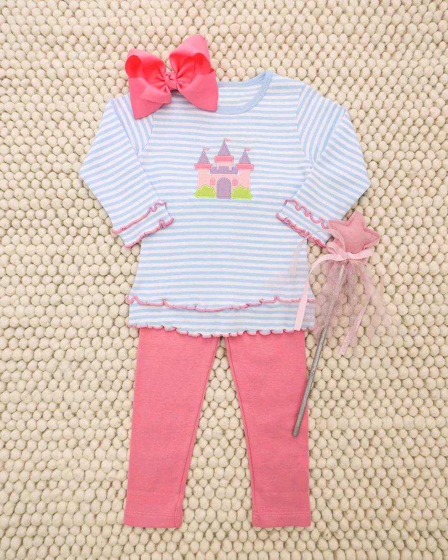 Castle design kids girls long sleeve outfit preorder