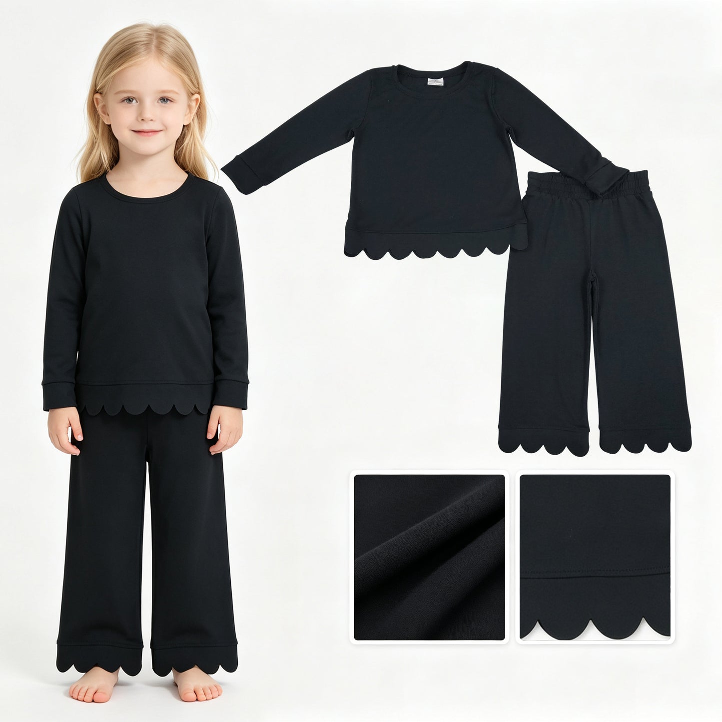 Girls long sleeve black color matching outfit