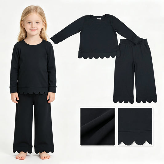 Girls long sleeve black color matching outfit