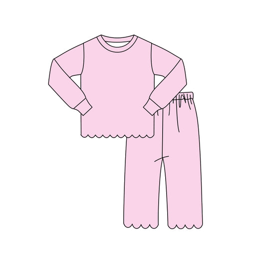 Girls long sleeve pink color matching outfit preorder