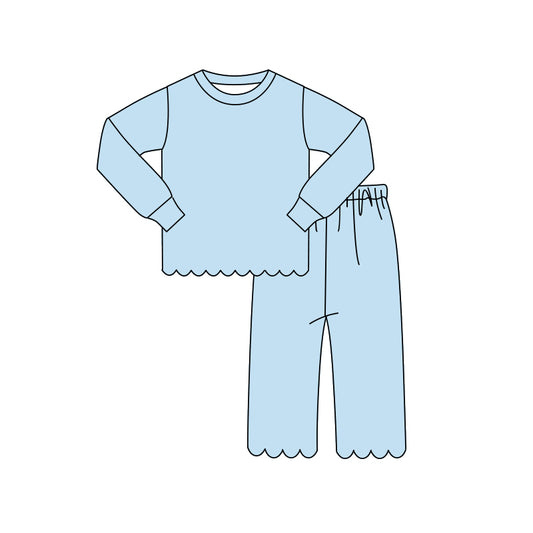 Girls long sleeve blue color matching outfit preorder