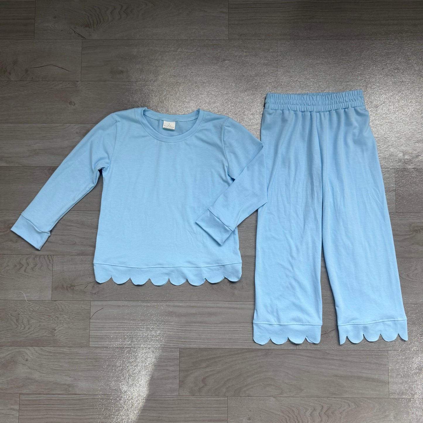 Girls long sleeve blue color matching outfit preorder