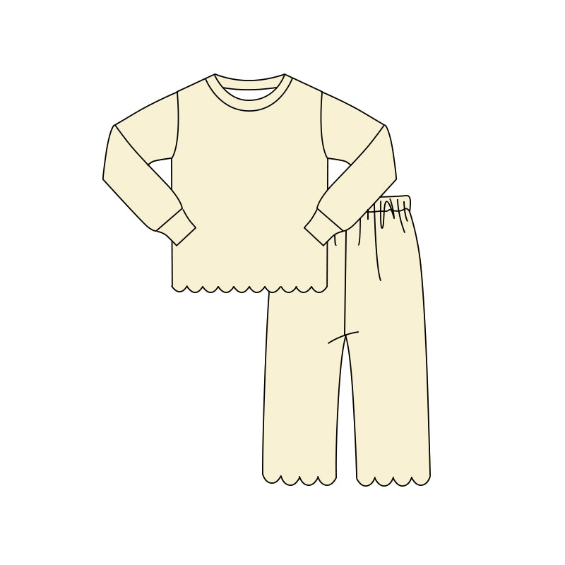 Girls long sleeve yellow color matching outfit preorder