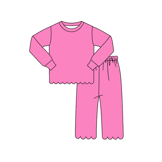 Girls long sleeve hot pink color matching outfit preorder
