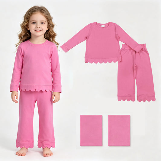 Girls long sleeve hot pink color matching outfit