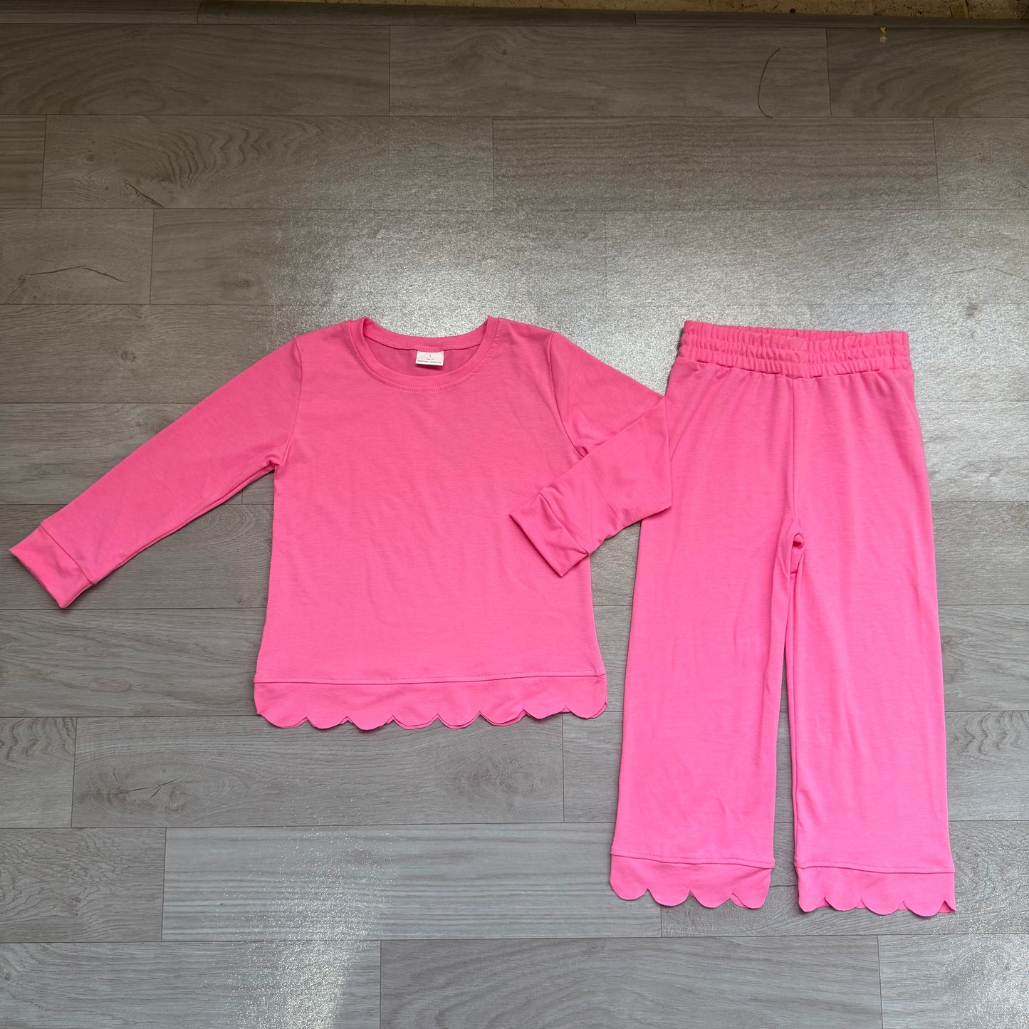 Girls long sleeve hot pink color matching outfit preorder
