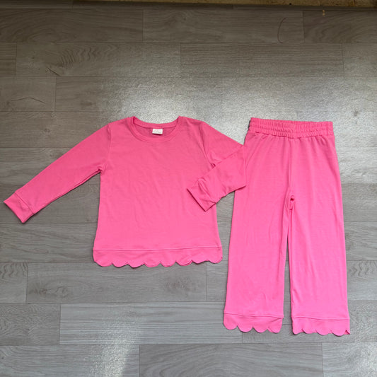 Girls long sleeve hot pink color matching outfit preorder