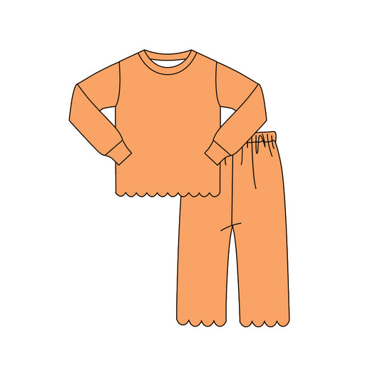 Girls long sleeve orange color matching outfit preorder