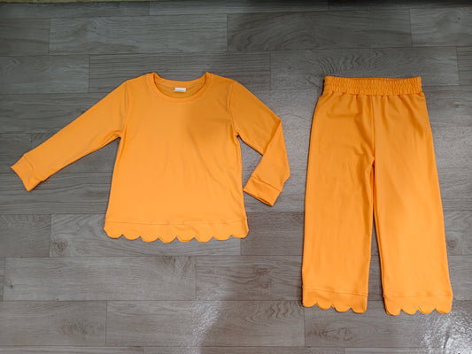 Girls long sleeve orange color matching outfit preorder