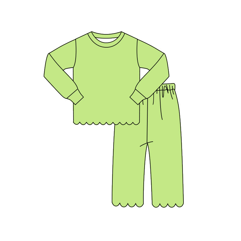 Girls long sleeve lime green color matching outfit preorder