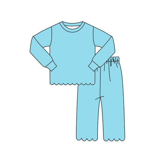 Girls long sleeve aqua color matching outfit preorder