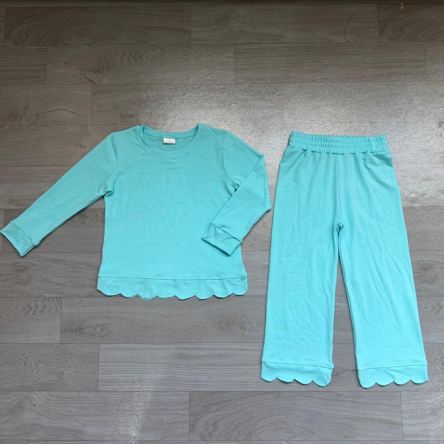 Girls long sleeve aqua color matching outfit preorder
