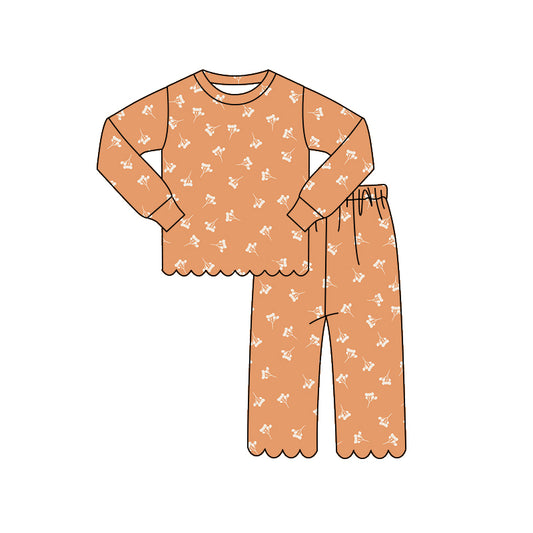 Girls long sleeve flowers top matching pants outfit preorder