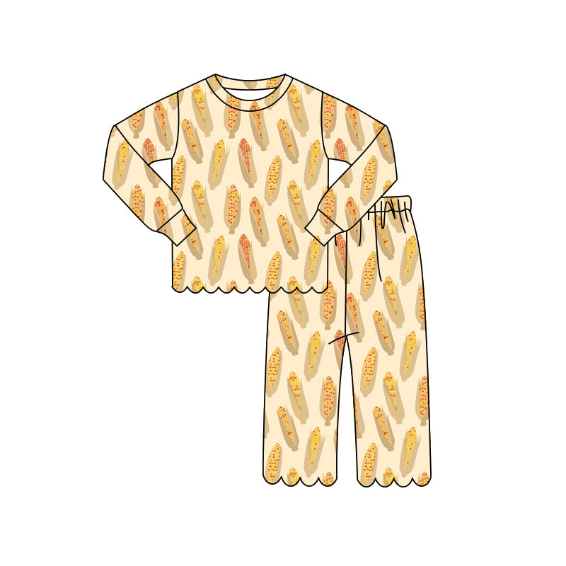 Girls long sleeve corns top matching pants outfit preorder