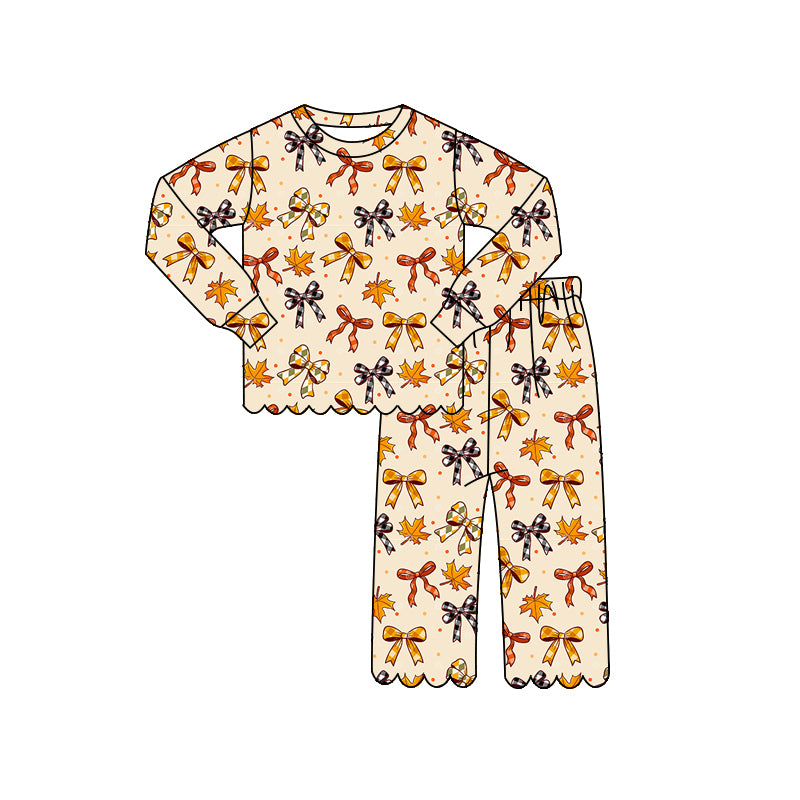 Girls long sleeve Halloween bows top matching pants outfit preorder
