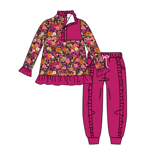 Flowers long sleeve pullover top matching pants boy outfit preorder