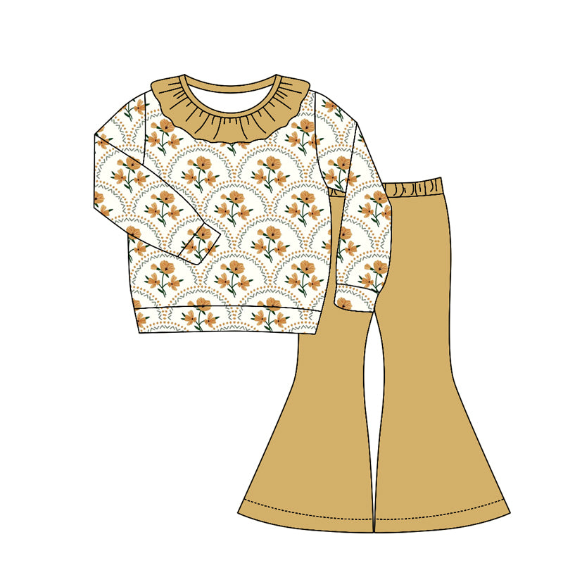 Flowers long sleeve top matching pants kids girl outfit preorder